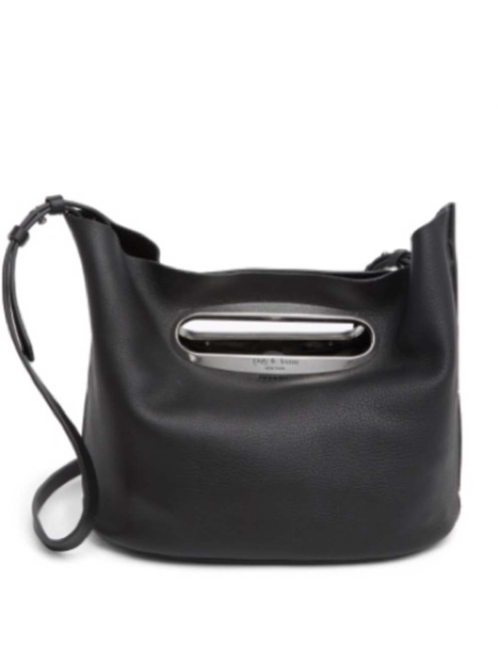 rag & bone Black Belize Leather Clutch with removeable cross-body strap